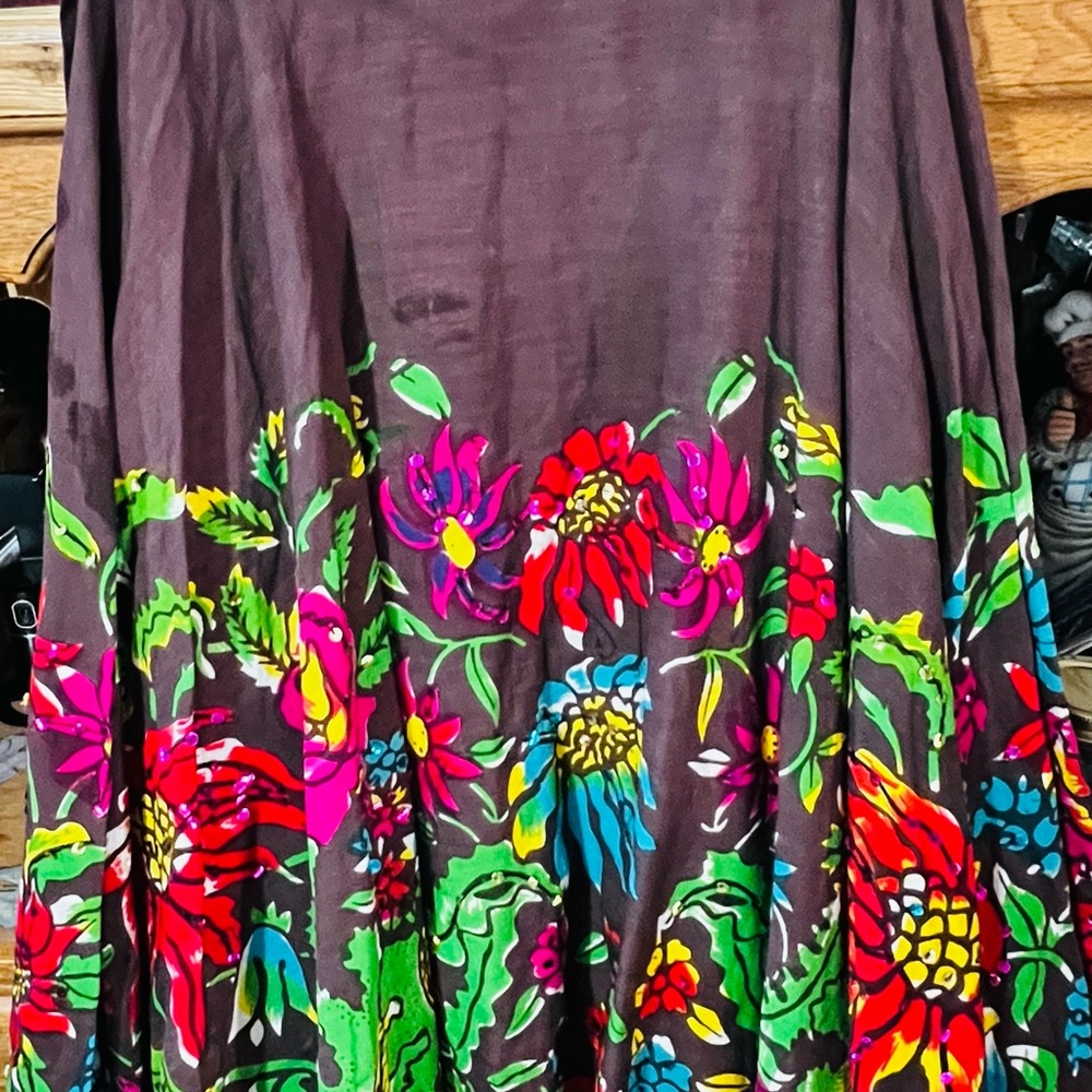 Forever 21 Brown Floral A-Line Skirt